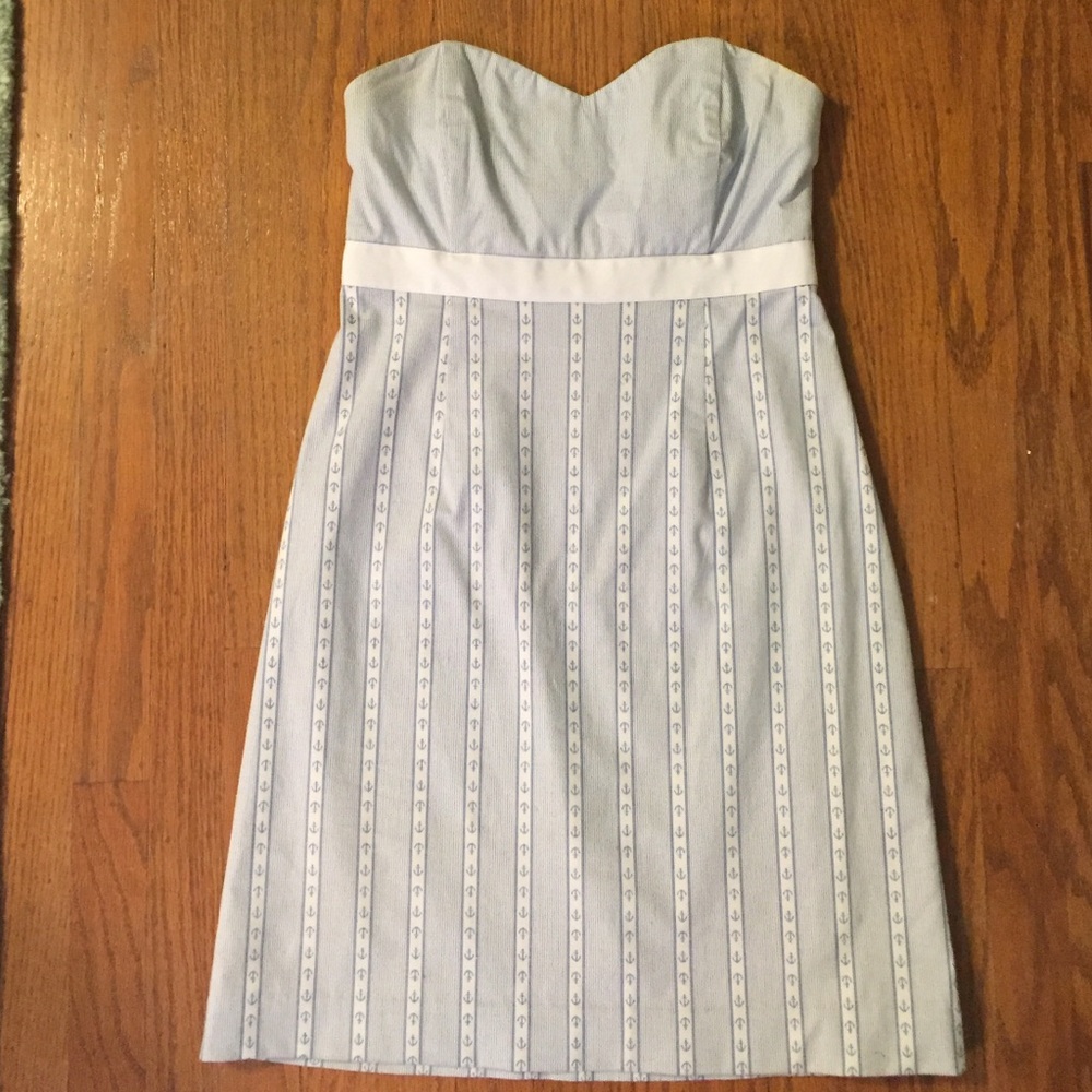 Vineyard Vines Strapless Blue and White Dress